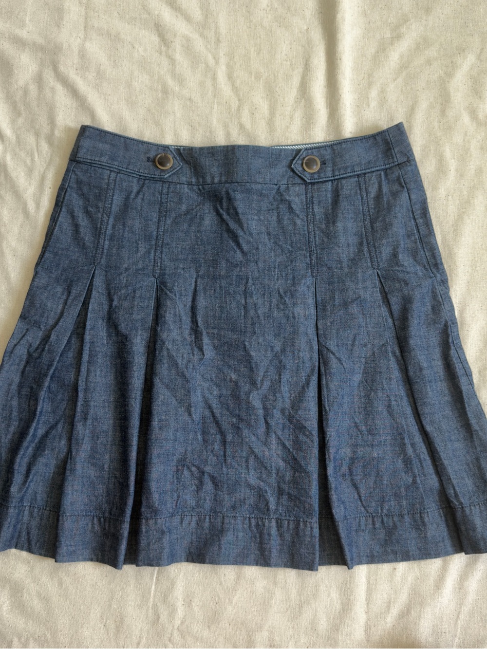 J. Crew Denim-Blue Pleated Skater Skirt